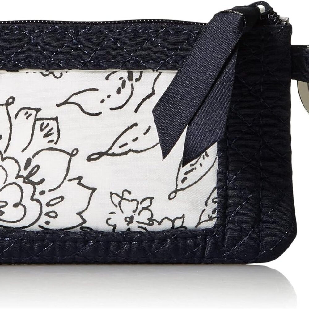 Women's Microfiber Zipper ID Wallet Small Card Holder Organizer Navy